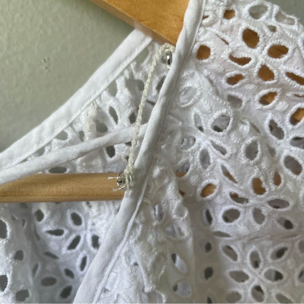 J. Crew V-Back Puff-Sleeve Eyelet Top - White - Size 14 Womens EUC - Picture 11 of 15